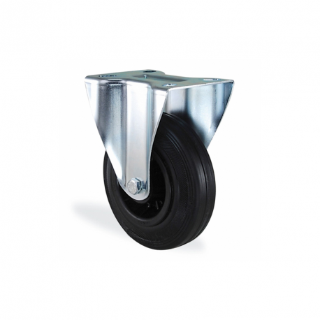 Roulette fixe caoutchouc noir 80mm - 50kg Roulette fixe caoutchouc noir 80mm - 50kg