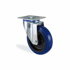 Roulette pivotante caoutchouc bleu 100mm - 150kg