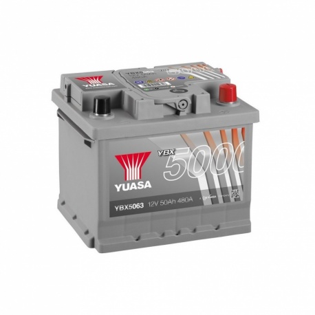 Batterie Yuasa YBX5063 12V 50Ah 480A Silver High Performance Battery Batterie Yuasa YBX5063 12V 50Ah 480A Silver High Performance Battery